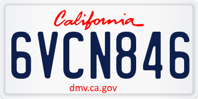 CA license plate 6VCN846
