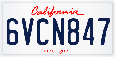 CA license plate 6VCN847
