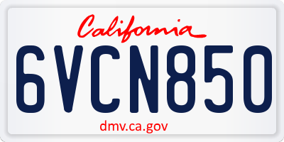CA license plate 6VCN850