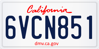 CA license plate 6VCN851