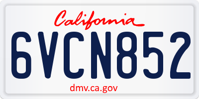 CA license plate 6VCN852