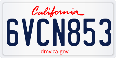 CA license plate 6VCN853