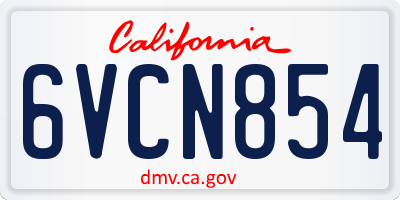 CA license plate 6VCN854