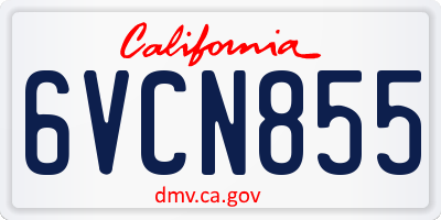 CA license plate 6VCN855