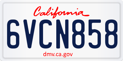 CA license plate 6VCN858