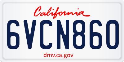 CA license plate 6VCN860