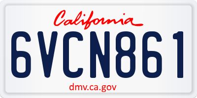 CA license plate 6VCN861