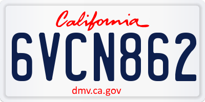 CA license plate 6VCN862