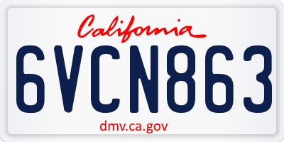 CA license plate 6VCN863