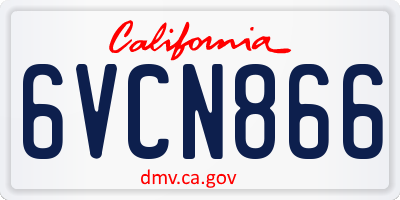 CA license plate 6VCN866