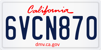CA license plate 6VCN870