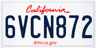 CA license plate 6VCN872