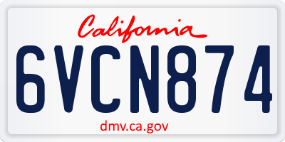 CA license plate 6VCN874
