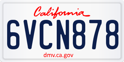 CA license plate 6VCN878