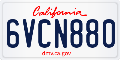 CA license plate 6VCN880