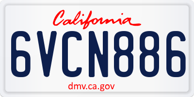 CA license plate 6VCN886