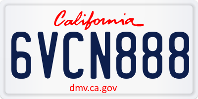 CA license plate 6VCN888