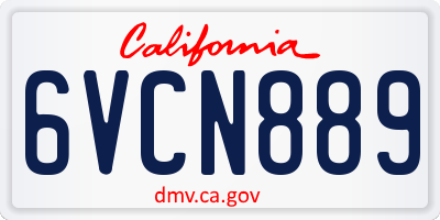 CA license plate 6VCN889