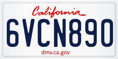 CA license plate 6VCN890