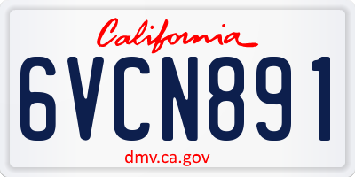 CA license plate 6VCN891