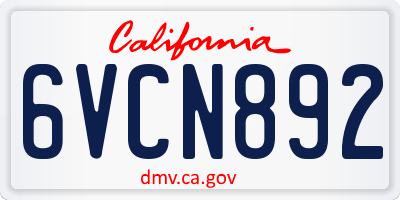 CA license plate 6VCN892