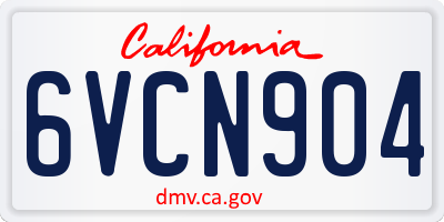 CA license plate 6VCN904