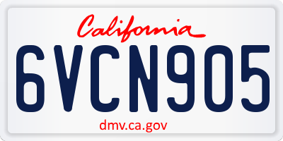 CA license plate 6VCN905
