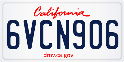 CA license plate 6VCN906