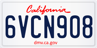 CA license plate 6VCN908