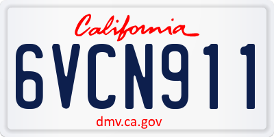 CA license plate 6VCN911