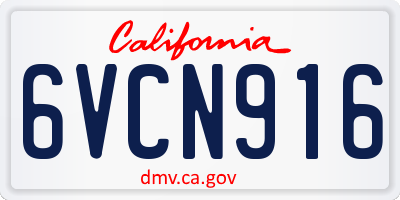 CA license plate 6VCN916