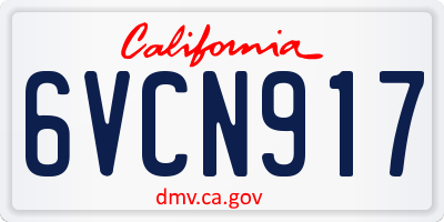 CA license plate 6VCN917