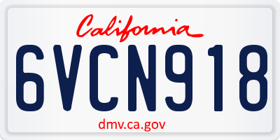 CA license plate 6VCN918