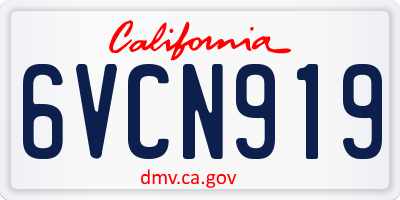 CA license plate 6VCN919