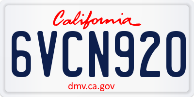 CA license plate 6VCN920