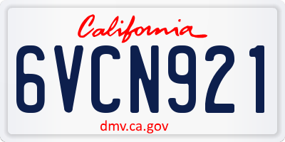 CA license plate 6VCN921