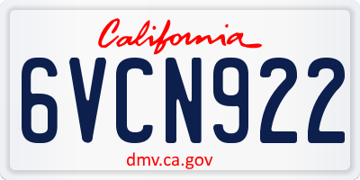 CA license plate 6VCN922