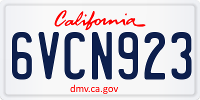 CA license plate 6VCN923