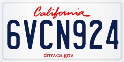 CA license plate 6VCN924
