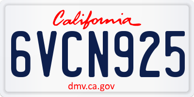 CA license plate 6VCN925