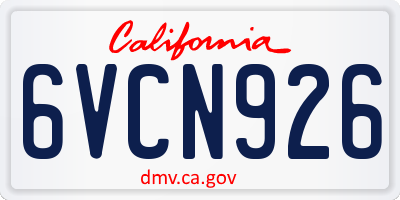 CA license plate 6VCN926