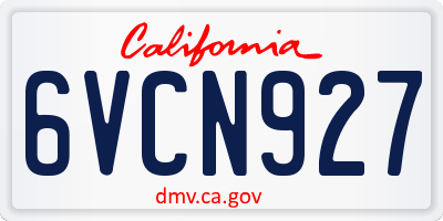 CA license plate 6VCN927