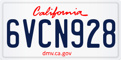 CA license plate 6VCN928