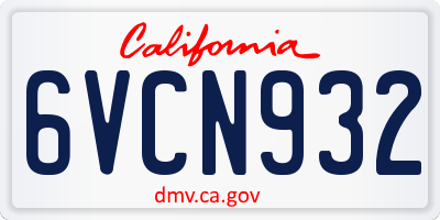 CA license plate 6VCN932