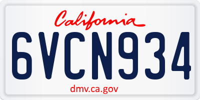 CA license plate 6VCN934