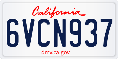 CA license plate 6VCN937