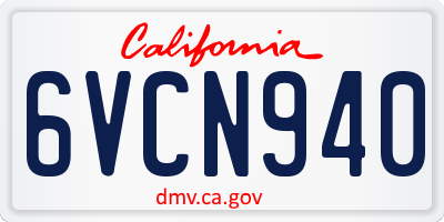 CA license plate 6VCN940