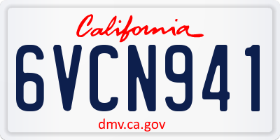 CA license plate 6VCN941