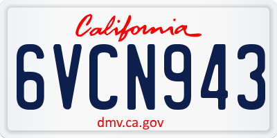 CA license plate 6VCN943