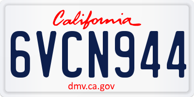 CA license plate 6VCN944